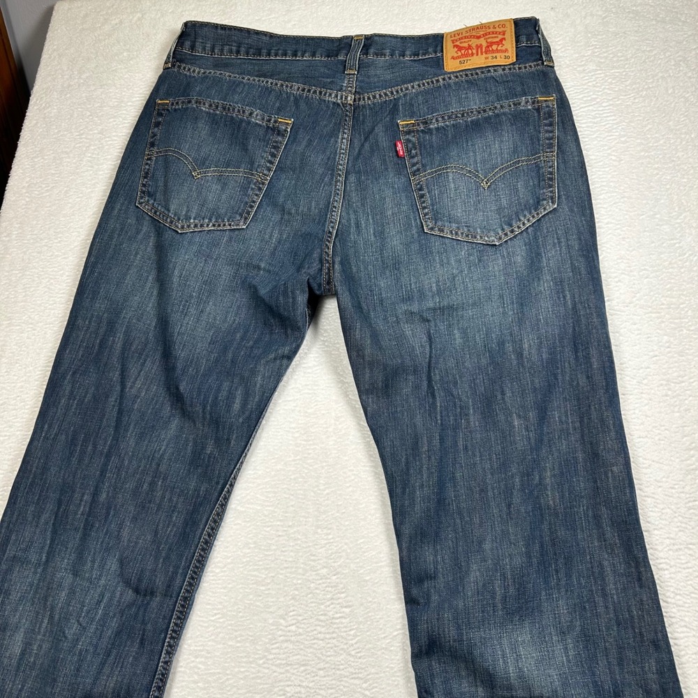 Levi 527 Bootcut Jeans Darkwash Denim Mens 34x30 Blue Cotton Low Pro Boot Cut